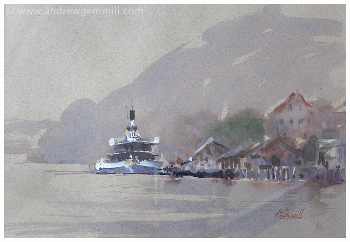 The Old Ferry Lake Lucerne - Watercolour Painting by Andrew Gemmill